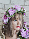 Вінок - обруч "Ніжність", вінок на голову  на металевій основі, фото 4