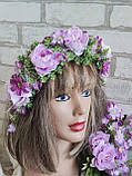 Вінок - обруч "Ніжність", вінок на голову  на металевій основі, фото 3