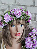 Вінок - обруч "Ніжність", вінок на голову  на металевій основі, фото 2