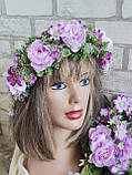 Вінок - обруч "Ніжність", вінок на голову  на металевій основі, фото 5