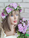 Вінок - обруч "Ніжність", вінок на голову  на металевій основі, фото 6