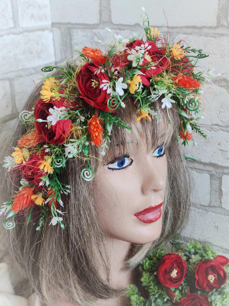 Вінок - обруч "Рута", вінок на голову  на металевій основі, фото 1