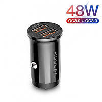 Автомобильное зарядное устройство 48W 2xUSB быстрая зарядка в прикуриватель машины QC 3.0 (KL-CD09) черный