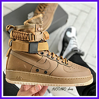 Кроссовки мужские Nike Special Field air Force 1 brow / Найк СФ аир Форс 1 коричневые высокие