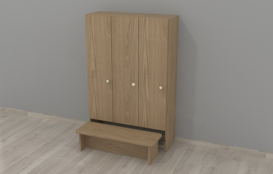 Шафа дитяча 3-місна, секційна з лавкою DS-1132, фото 1