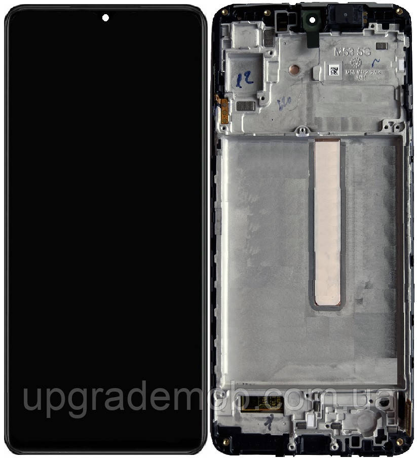 Дисплей модуль тачскрин Samsung M536 Galaxy M53 5G чорний Amoled оригінал сервісне паковання з рамкою