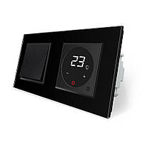 Одноклавішний вимикач Терморегулятор із виносним датчиком температури для теплої підлоги Livolo чорний