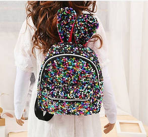 Райдужний рюкзак із паєтками та вушками Кролика, фото 1