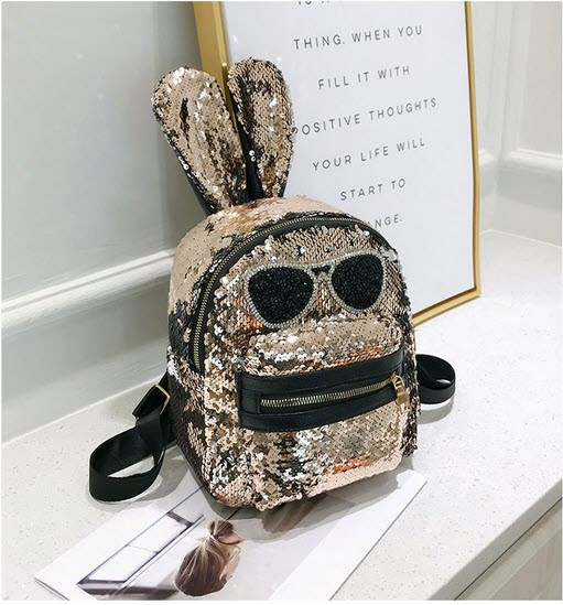 Мський рюкзак із паєтками в окулярах і вушками Кролика