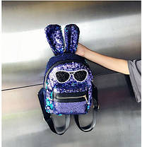 Мський рюкзак із паєтками в окулярах і вушками Кролика, фото 3