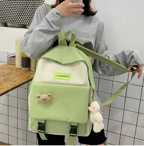 Купить Стильный тканевый рюкзак для школы с брелком Мишка, цена 468 ...