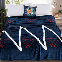 М'який плед велсофт на диван Tag 1918 Лофт, Темно-синій, 200х220