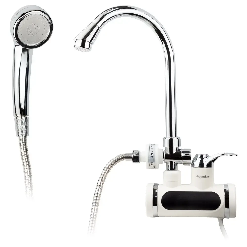 Кран-водонагрівач проточний JZ 3.0 кВт 0,4-5бар для ванни гусак вухо настінний AQUATICA (JZ-7C141W)