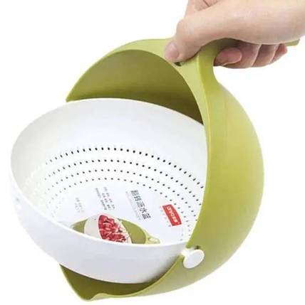 Дуршлад 2 в 1 MESH STRAINER Drain Basket, зелений, фото 1