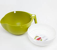 Дуршлад 2 в 1 MESH STRAINER Drain Basket, зелений, фото 5