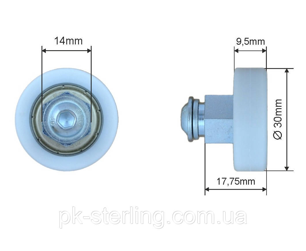 Ролик зсувного даху Schmitz 30x9,5x17,75