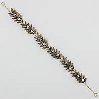 Веточка в прическу для волос металлическая бронзовая листики веточки камушки 28 см с двумя невидимками