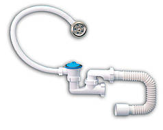 Сифон для ванни нержавіючий випуск і перелив flat з єврошлангом VD-03