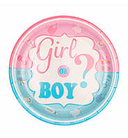Одноразовые тарелки "Boy or girl?" (8 шт.), Польша, Ø - 18 см