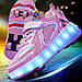 Роликові кросівки Led Street Pink, що світяться, на 4 колесах, USB зарядка, преміум якість, рожеві (RKL-27), фото 4