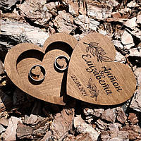 Шкатулка для свадебных колец из фанеры в форме сердца