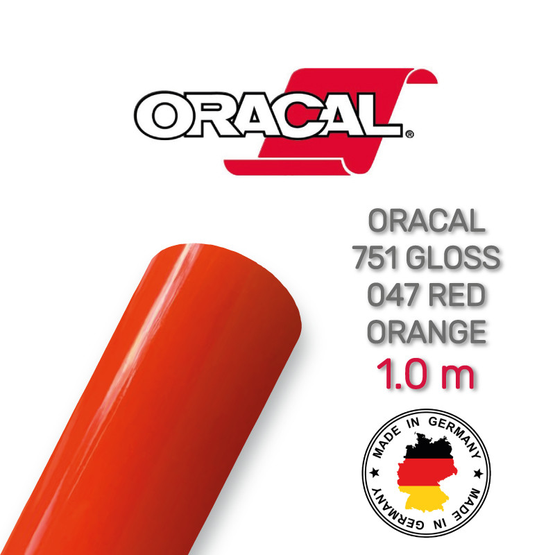 Oracal 751 047 Gloss Red Orange 1 m (Оранжево-червона глянцева плівка)