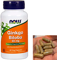 Гинкго Билоба NOW Ginkgo Biloba 60 мг 60 капс