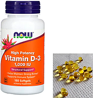 Витамин Д NOW Vitamin D-3 1000 IU 180 капс