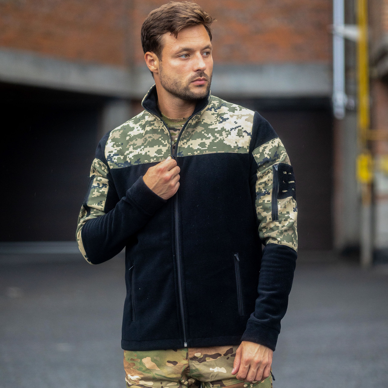 Кофта тактична піксель (фліс) чорна, фото 1