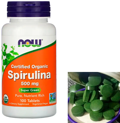 Спіруліна Now Spirulina 500 мг 100 таб, фото 2