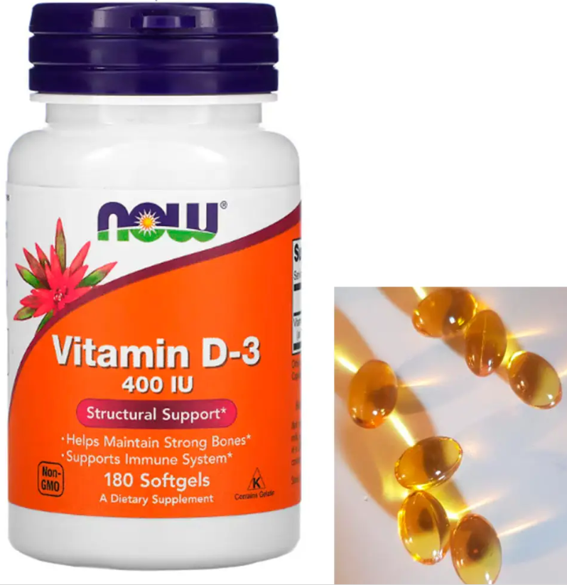 Вітамін Д3 NOW Vitamin D-3 400 IU 180 гел капс