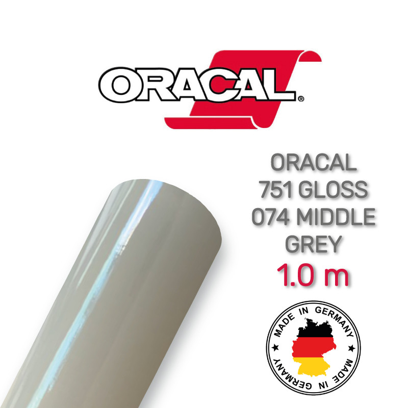 Oracal 751 074 Gloss Middle Grey 1 m (Середньо-сіра глянцева плівка)