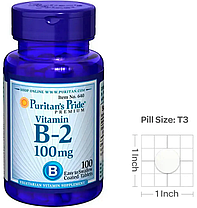 Вітамін Б2 Puritan's Pride Vitamin B-2 100 mg 100 таб, фото 3