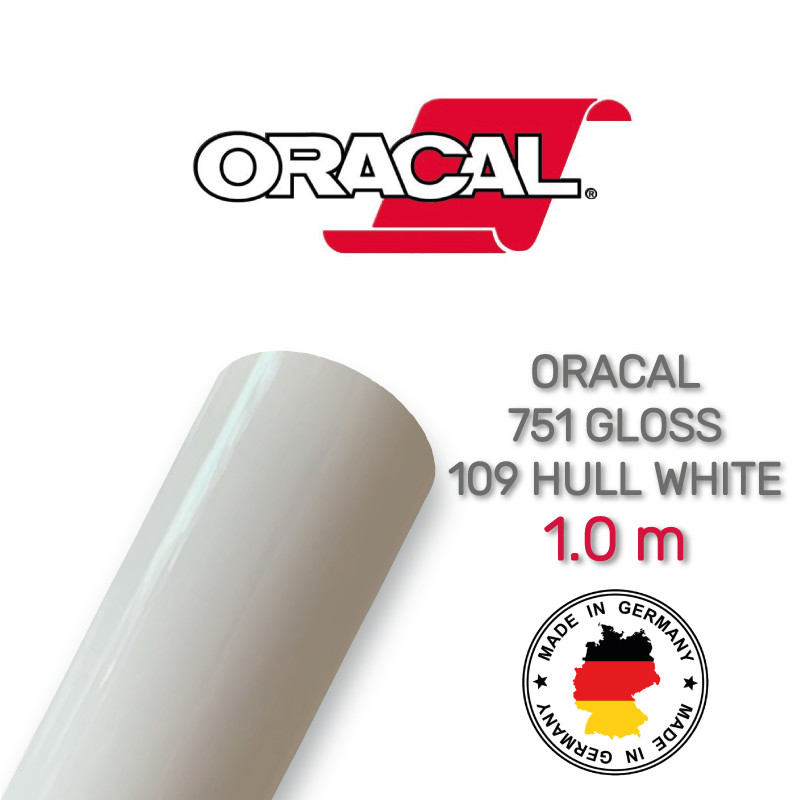 Oracal 751 109 Gloss Hull White 1 m (Біла м'яка глянцева плівка)
