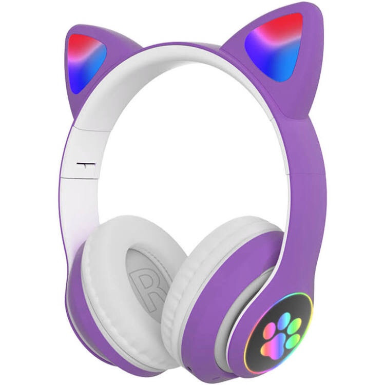 Bluetooth навушники з вушками Cat VIV-23M дитячі Фіолетові Накладні безпровідні навушники