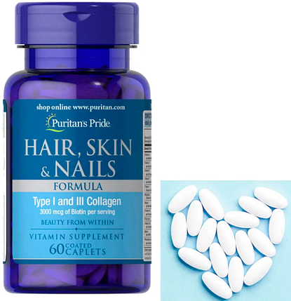 Вітаміни для волосся шкіри та нігтів Puritan's Pride Hair, Skin Nails 60 таб, фото 2