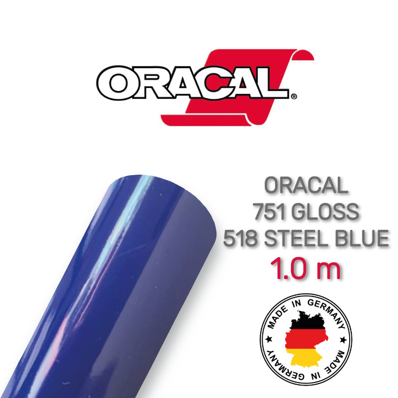 Oracal 751 518 Gloss Steel Blue 1 m (Стальна синя глянсова плівка)