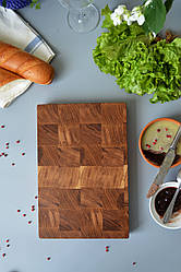 Торцева обробна дубова дошка 20х30 см для нарізки, кухонна дошка з дуба для сервірування