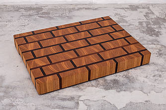 Торцева обробна дошка цегляна кладка з ясена та термоясена 30х40 см для нарізки та сервірування