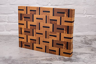 Торцева обробна кухонна дошка плетінка 30х40 см з натурального дерева для нарізки, кухонна дошка