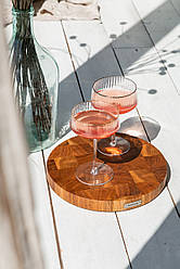 Кругла торцева обробна дубова дошка d 30 см для нарізки та сервірування