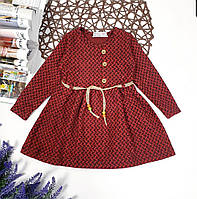 Тепла дитяча сукня для дівчинки з ангори, геометричний візерунок в червоному кольорі 2-3 роки