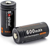 Soshine 600 mAh 3.0V 16340 (RCR 123) LiFePO4 с защитой.