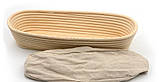 Форма кошик для розстойки хліба, тіста з ротангу овал (34*14*8),на 1кг  з тканинним чохлом, фото 9