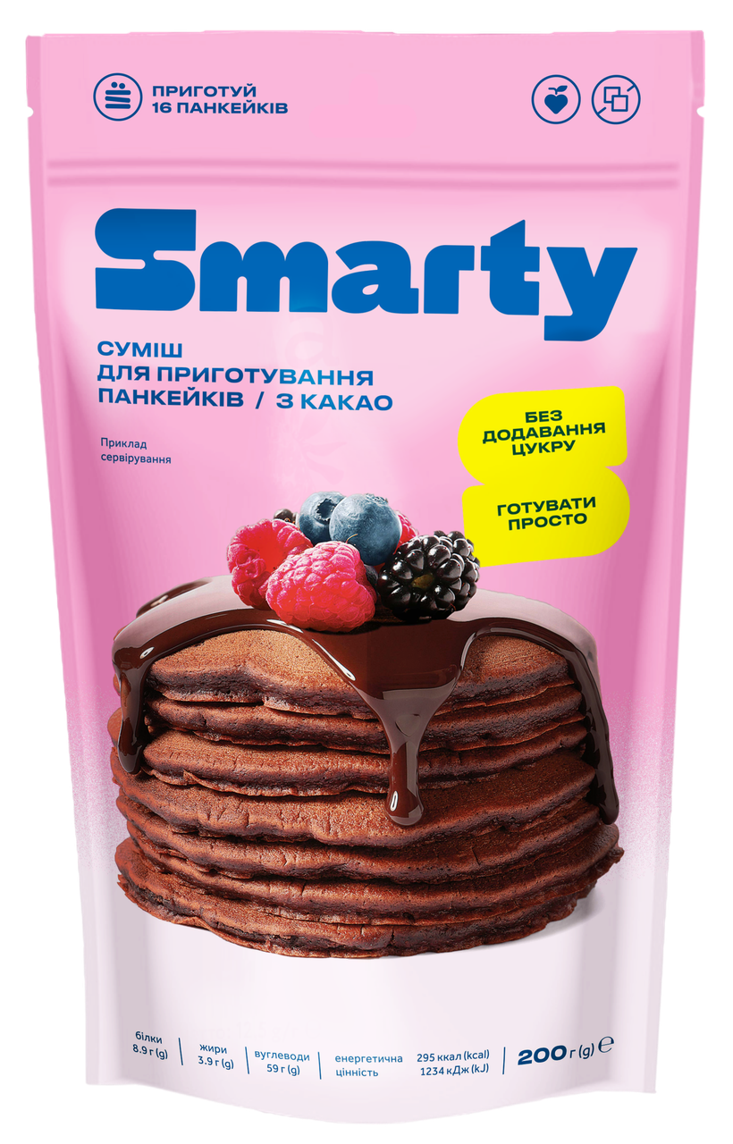 Суміш для панкейків з какао 200г ТМ SMARTY, фото 1