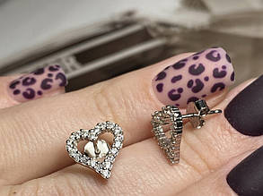 Сережки тіфані серця срібло, гвоздики топ