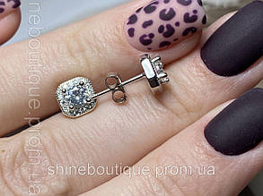 Сережки Тіффані срібло 8 мм гвоздики квадратики топ