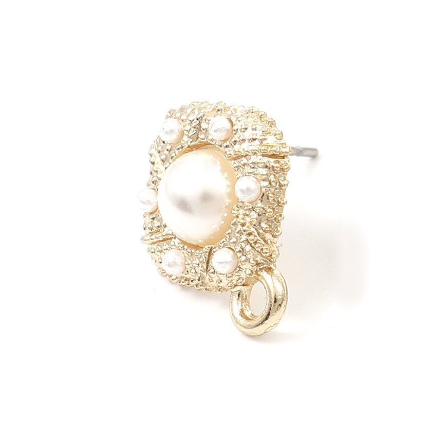 Основа для сережок Finding Гвоздики квадратні Золотистий перламутровий 16 мм x 13 мм Ціна за 1 штуку