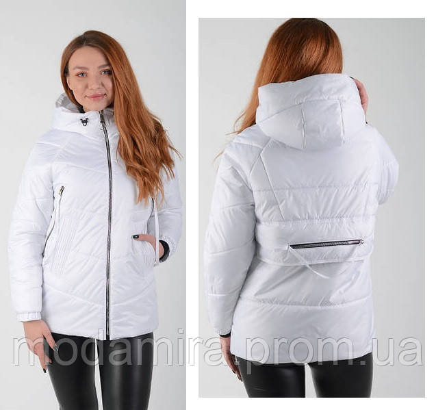 Жіноча куртка. Жіноча біла курточка демісезонна осінньо-весняна.  Осіння куртка жіноча р-46-56