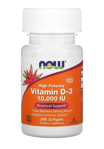 Вітамін Д3 D3 250 мкг (10 000 МО) Now Foods 240 капсул